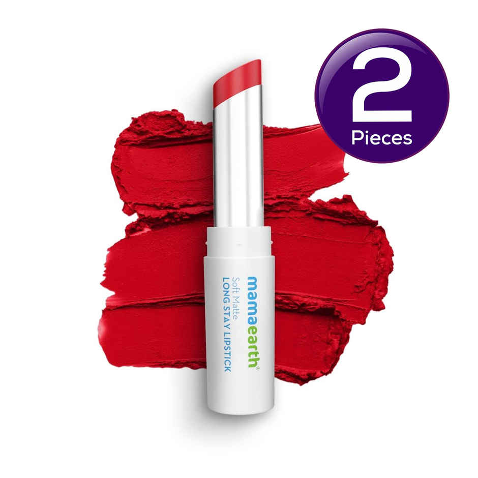 Mamaearth Soft Matte Lipstick - Ruby Red | Intense Color Payoff Combo
