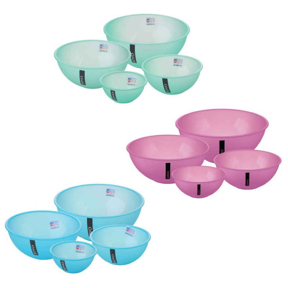 Joyo Plastics M. W. Safe Multipurpose Mixing Bowls - Set of 4 (Colour May Vary)