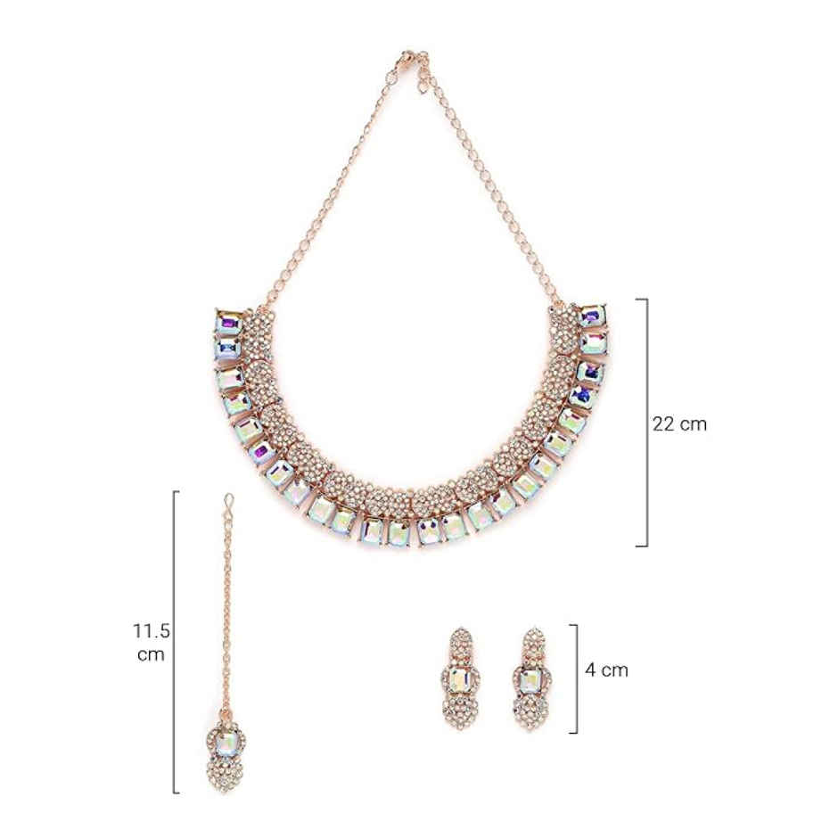 Sukkhi Striking Gold Plated Rose Gold Stone Studded Choker Necklace Set