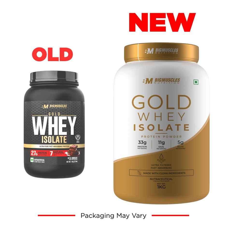 Big Muscles Nutrition Gold Whey Isolate 7 Natural Ingredients Zero Sugar | Dutch Chocolate