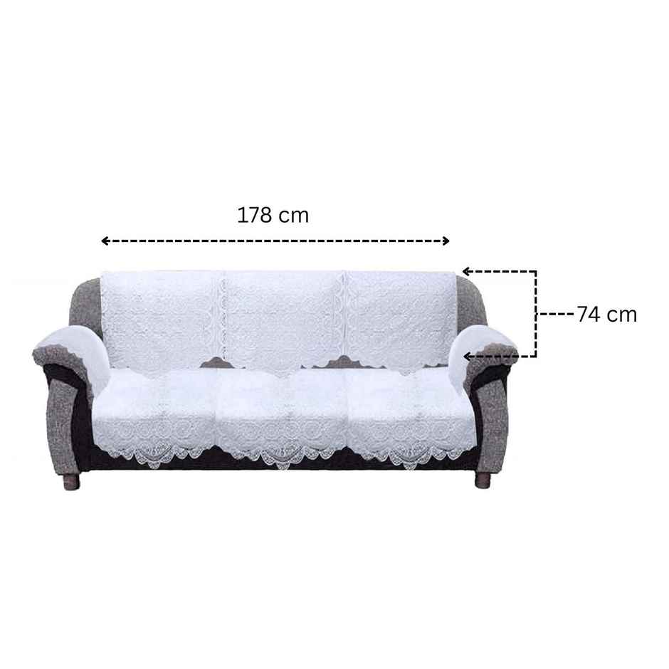 Kuber Industries Circle Design Cotton Sofa Cover | 3 Seater & 2 Seater | 6 Piece Arms Cover|White