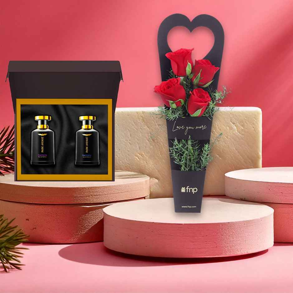 Park Avenue Euphoria And Harmony Eau De Perfume Gift Set For Men(200ml) & Fnp Magic Of Red Roses In Sleeve(1pc) Combo
