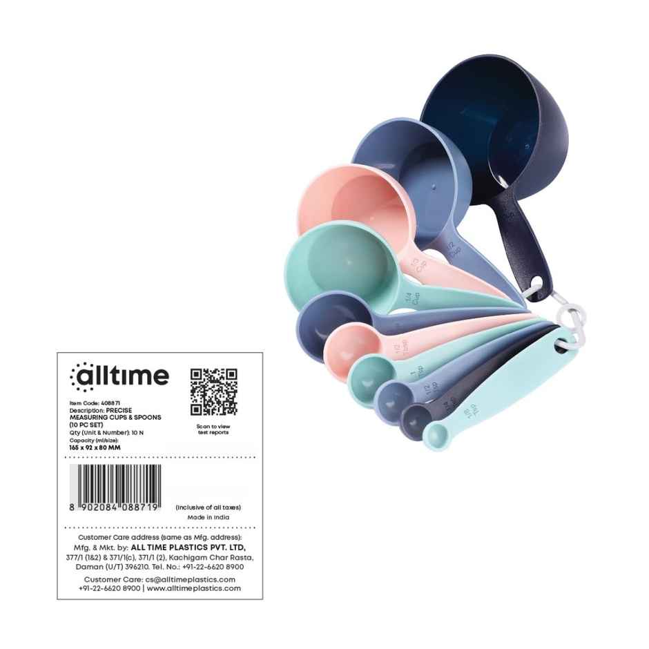 All Time Precise Measuring Cups & Spoons (Assorted Color) (10 Pc Set)