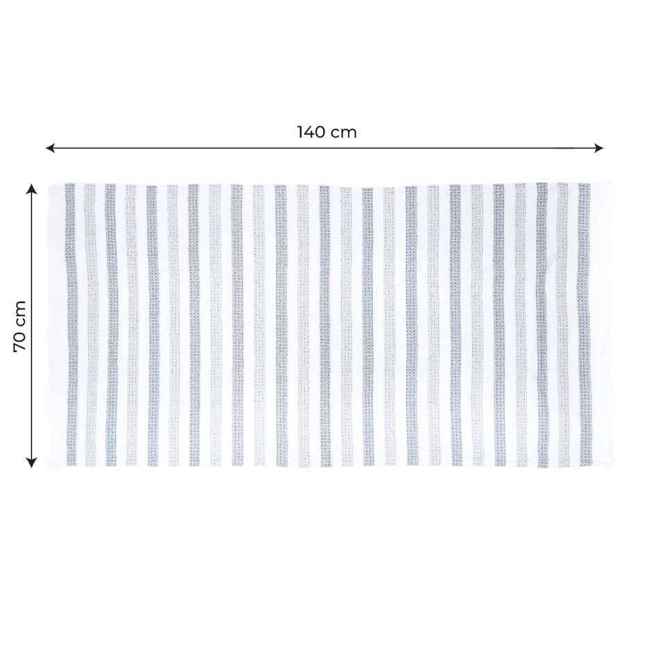 Thirsty Towel by Doctor Towels Cotton Bath Towel - Stripe Waffle Weave | 70 X 140 cm - Grey
