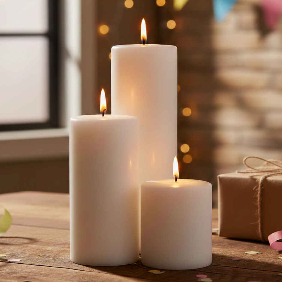 Homesake Pillar Candles Paraffin Soy Wax for Home | White