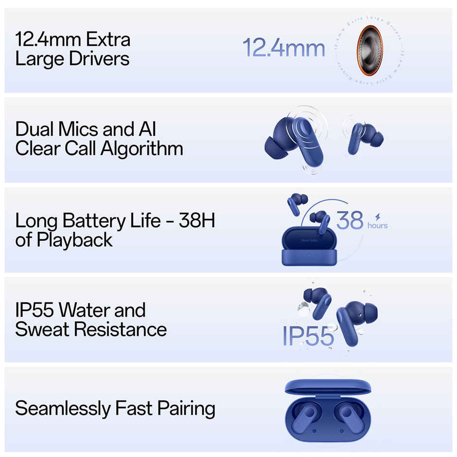 Oneplus Nord Buds 2R In Ear Earbuds With Dual Mic & AI Crystal Clear Call Bluetooth -Deep Grey