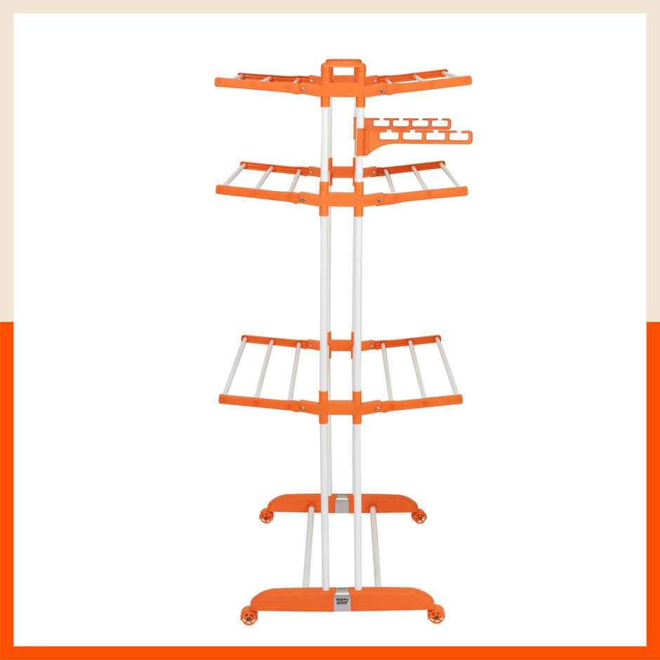 Bathla 3-Level Modular Cloth Drying Stand - Terra | Steel | Orange