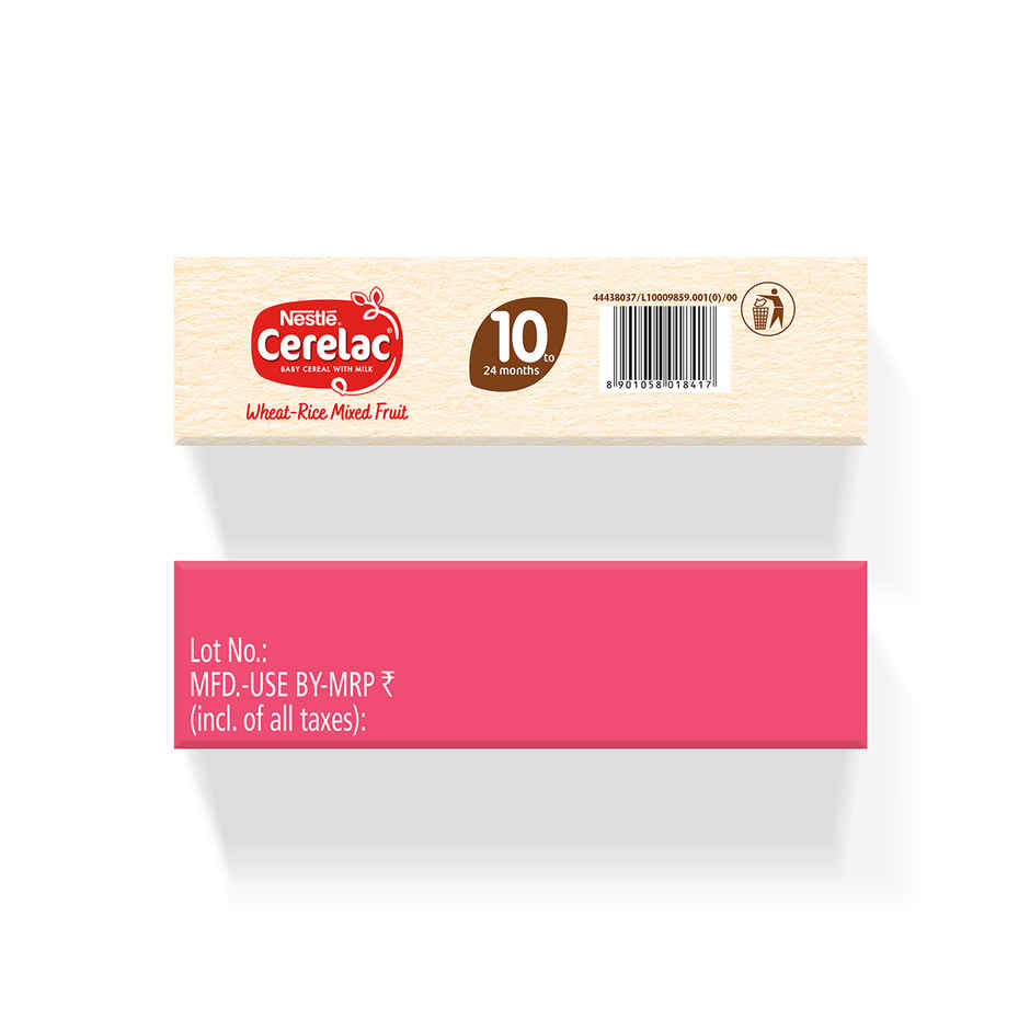 Nestle Cerelac Wheat Rice Mixed Fruit Baby Food Cereal | No Refined Sugar & No Preservatives | 10-24 Months