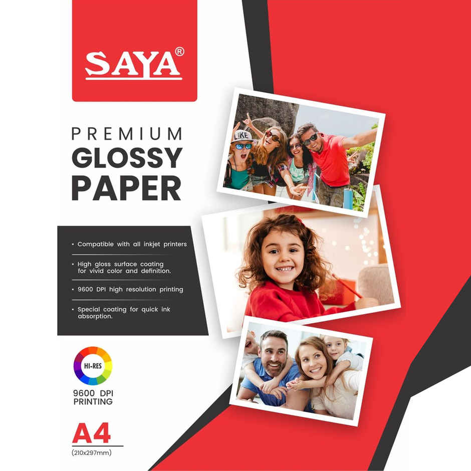 Saya Glossy Photo Paper 180 GSM | High-Quality Inkjet Printing Paper | 20 Sheets