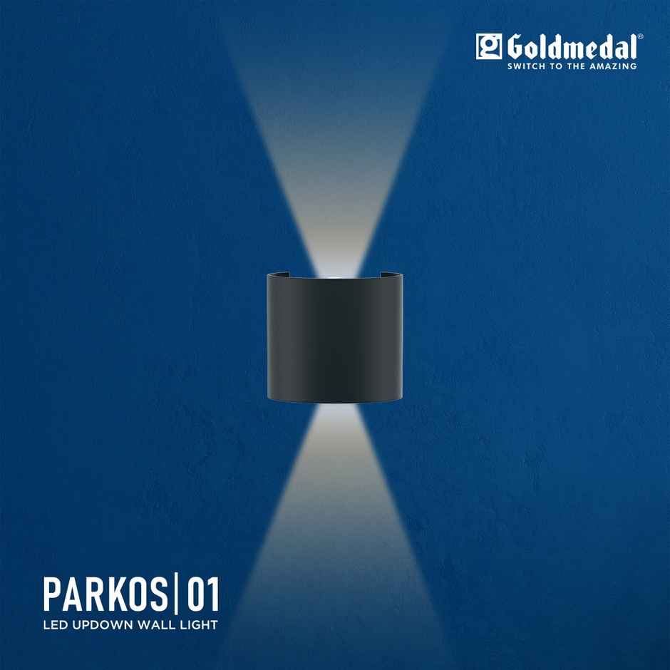 Gold Medal Parkos 01 2W Up-Down LED Outdoor Wall Light | IP54 Waterproof Exterior Wall Mount | Decorative Indoor/Outdoor Light for Garden, Balcony & Gate