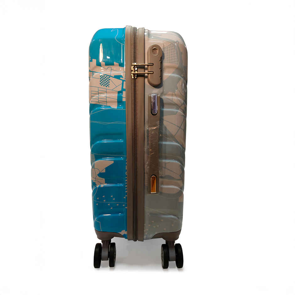 Teakwood Unisex Leather 32.2 L Retractable Trolley Bag | Blue - S