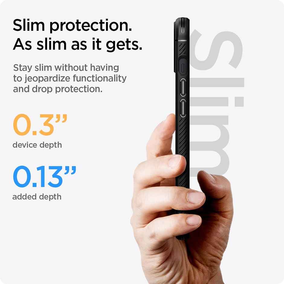 Spigen Rugged Armor Back Cover Case Compatible with iPhone 13 (TPU | Matte Black)