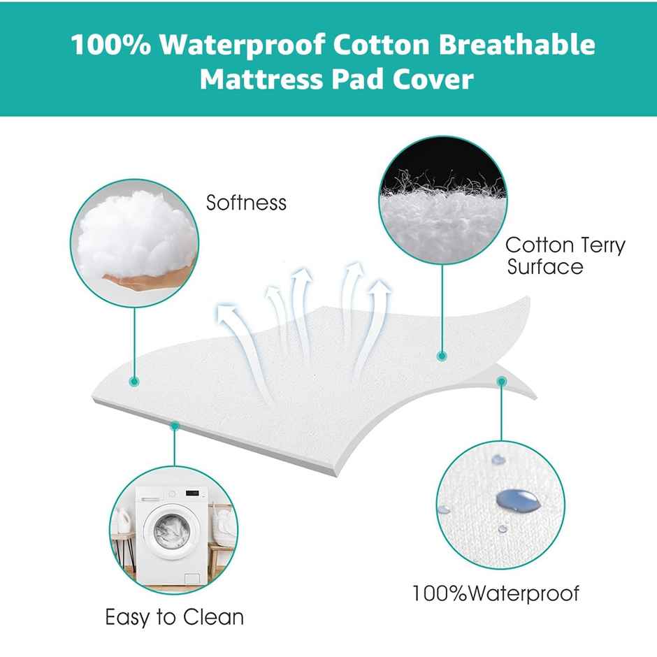 BAY6 Grey Terry Cotton 220 GSM Waterproof Mattress Protector For King Size Bed