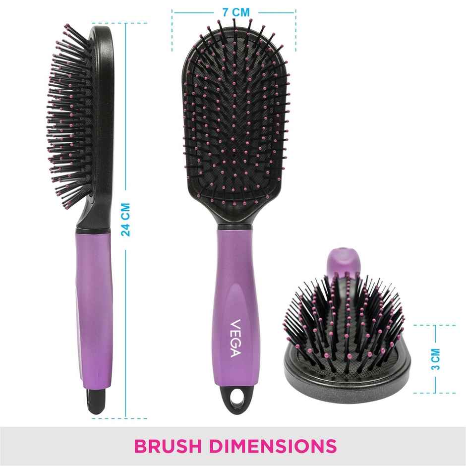 VEGA Cushion Hair Brush with Cleaning Comb for Men and Women |E18-CB