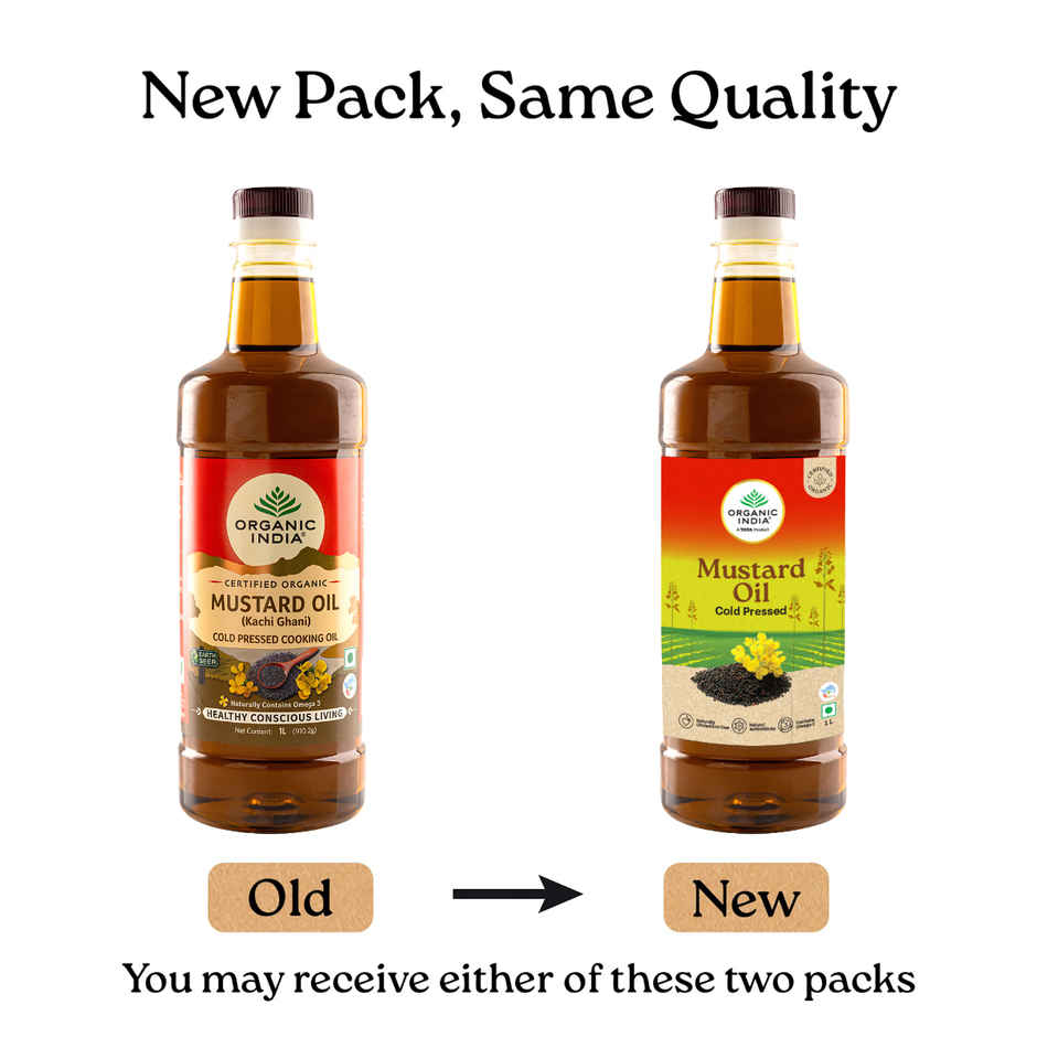 A TATA Product - Organic India Mustard Cold Pressed Oil | Lab Tested on 250+ Parameters