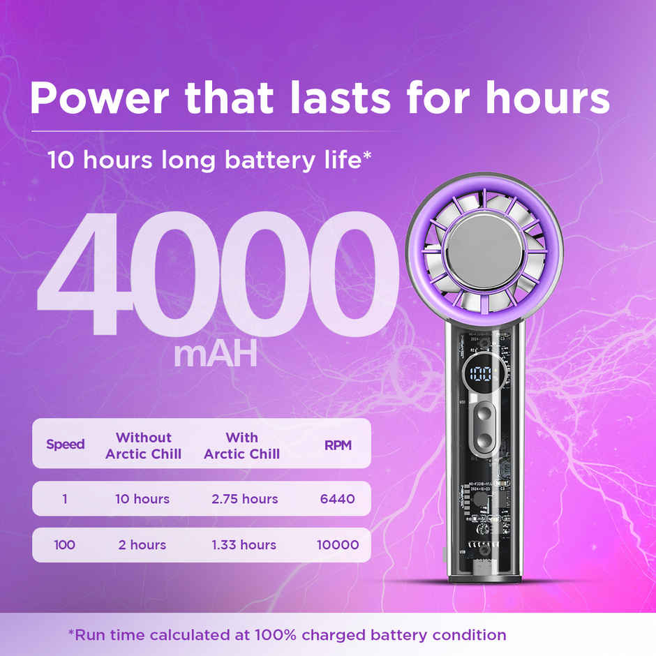 EcoLink Pocket Pal Handheld Fan (Grey Purple) | USB Rechargeable