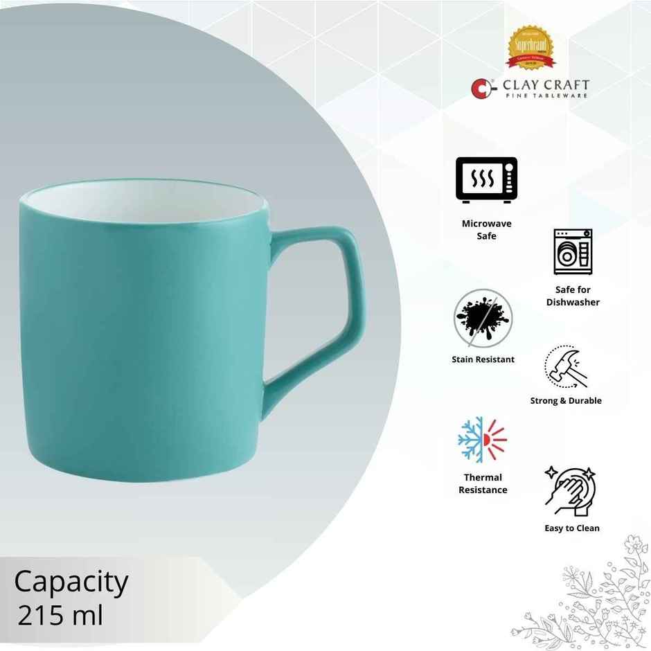 Clay Craft Fine Ceramic Director Coffee Mug Set | Set Of 4 | Teal