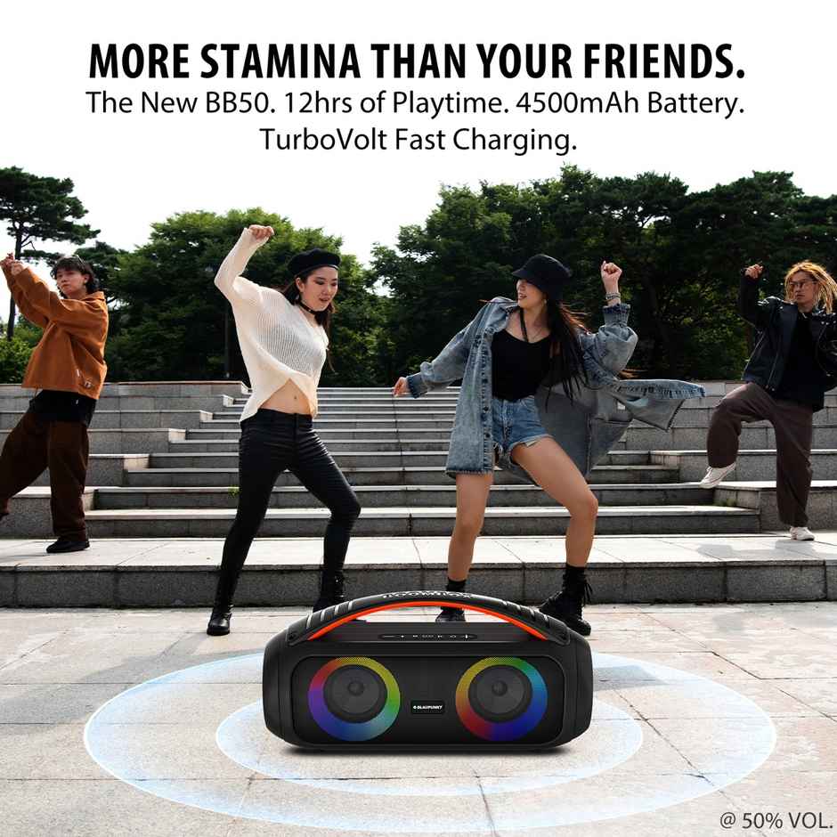 Blaupunkt Atomik Bb50 Wireless Party Speaker 50Watts,Hd Sound Karaoke With Mic(Dark Black)