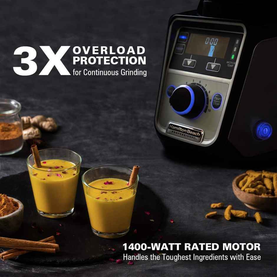 Hamilton Beach Professional Juicer Mixer Grinder 58770 - IN | 1400W | 3 Jars - Black