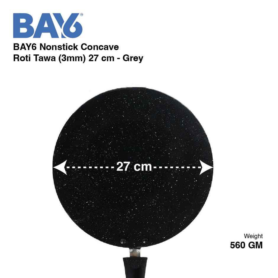 BAY6 Aluminium Nonstick Concave Roti Tawa (3mm) 27 cm - Grey