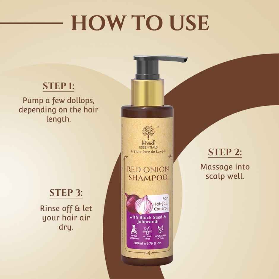 Khadi Essentials Red Onion Shampoo Boosts Hair Growth Controls Hair Fall Reduces Frizz