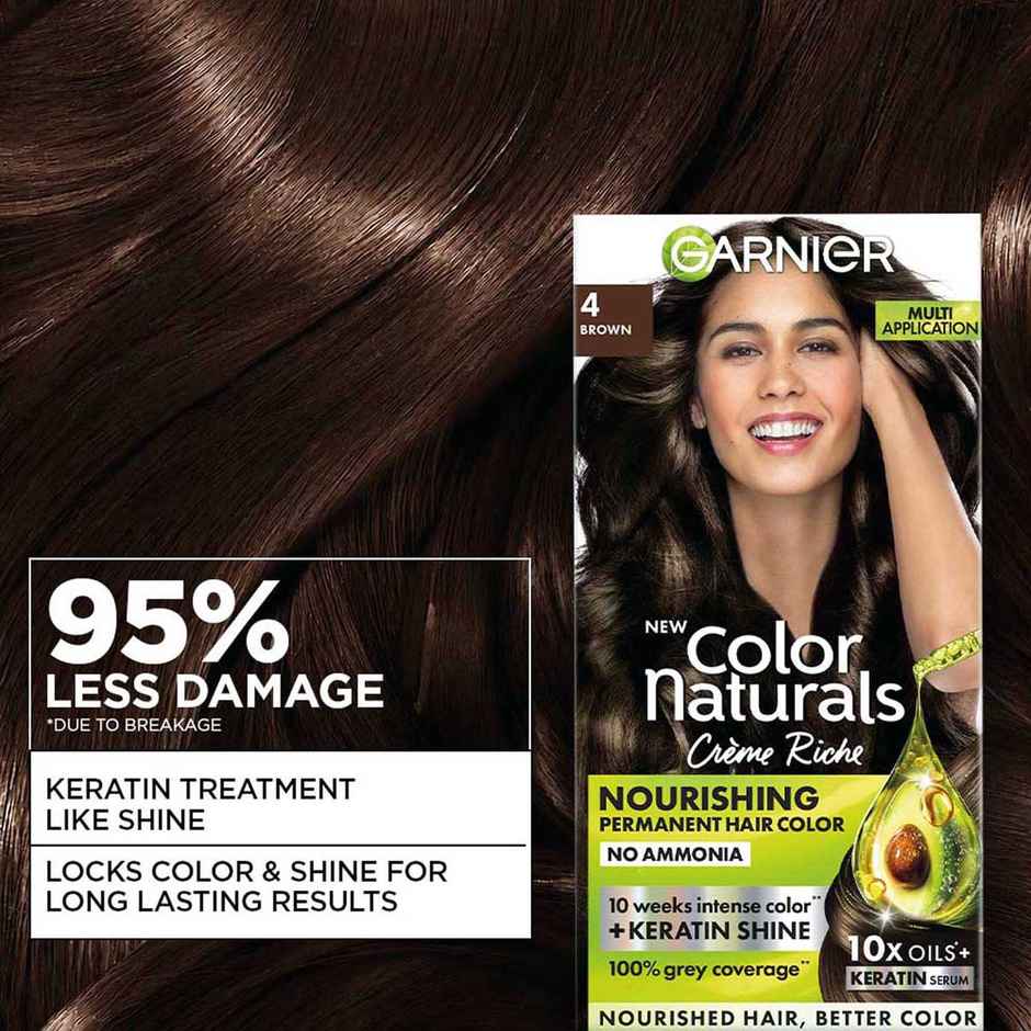 Garnier Color Naturals Long-Lasting Creme Hair Color | Brown - Shade 4