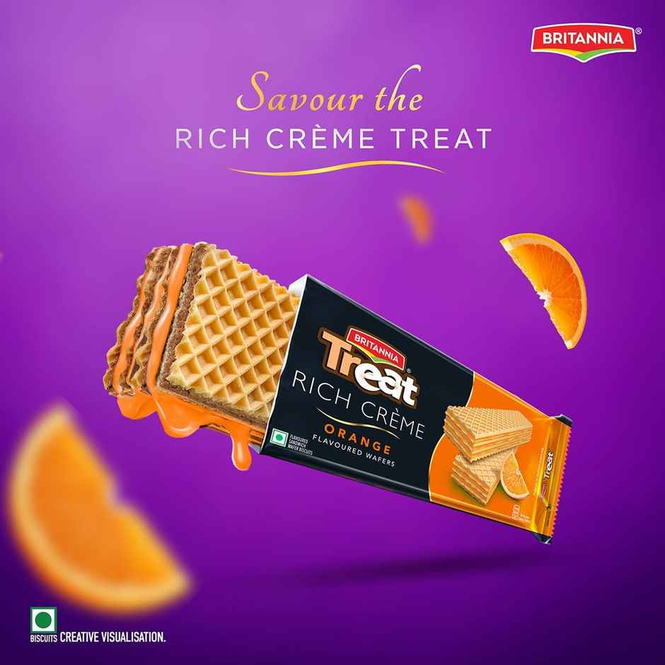 Britannia Treat Rich Creme Flavoured Wafers Orange Wafer | Combo