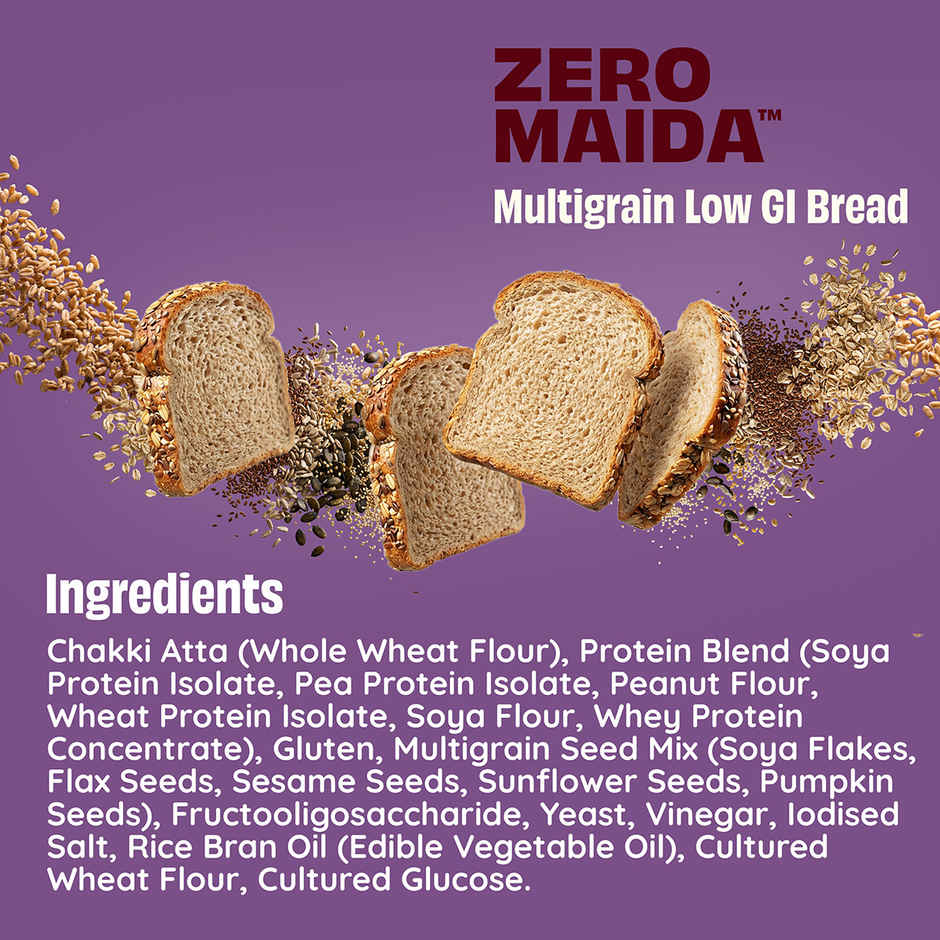 The Health Factory Multigrain Low GI Bread | Zero Maida | No Added Sugar | Whole Wheat Bread