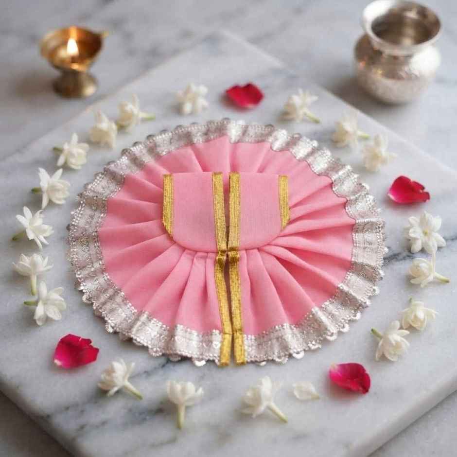 Gullak Laddu Gopal Gherdar Poshak | Solid Color | Pink | Size 4
