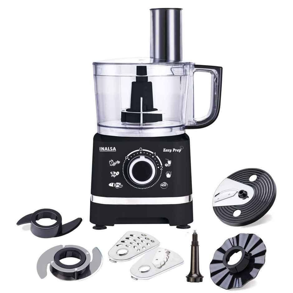 Inalsa Food Processor Easy Prep for Kitchen With 800 W Copper Motor|1.4 L Main Bowl 7 | Black