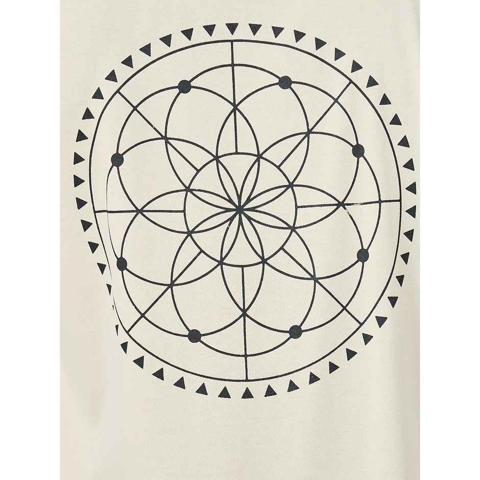 Styli Men's Oversized Cotton T-shirt with Geometric Back Print | Beige - XXL