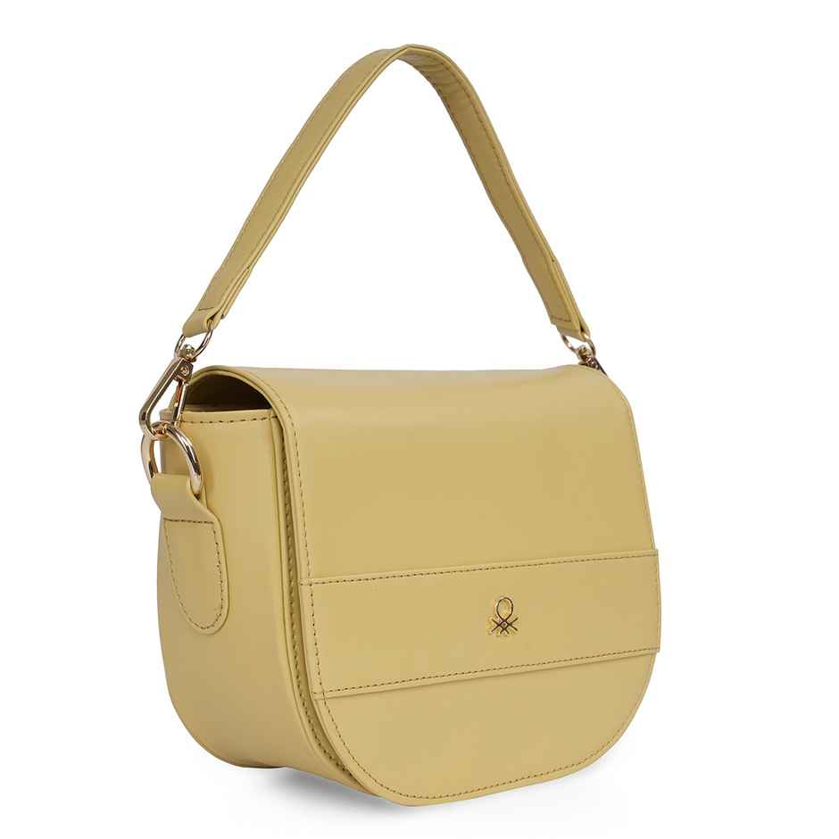 United Colors Of Benetton Women's Solid PU 2 L Sling Handbag | Butter - Free Size