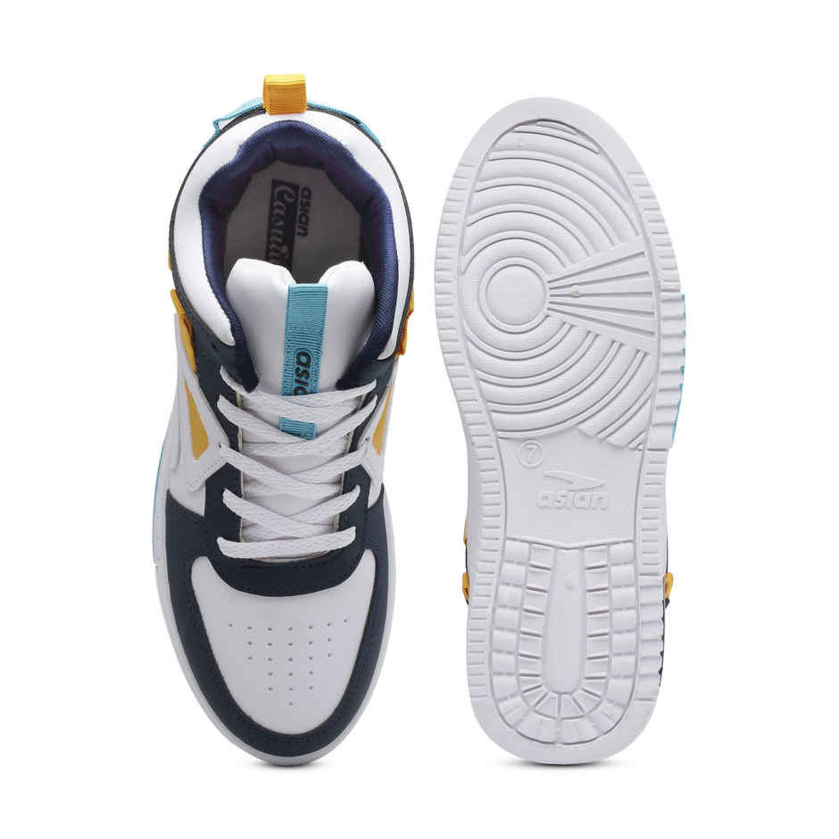 Asian Tarzan-11 Men High Top Sneakers White-Navy (Size-8)