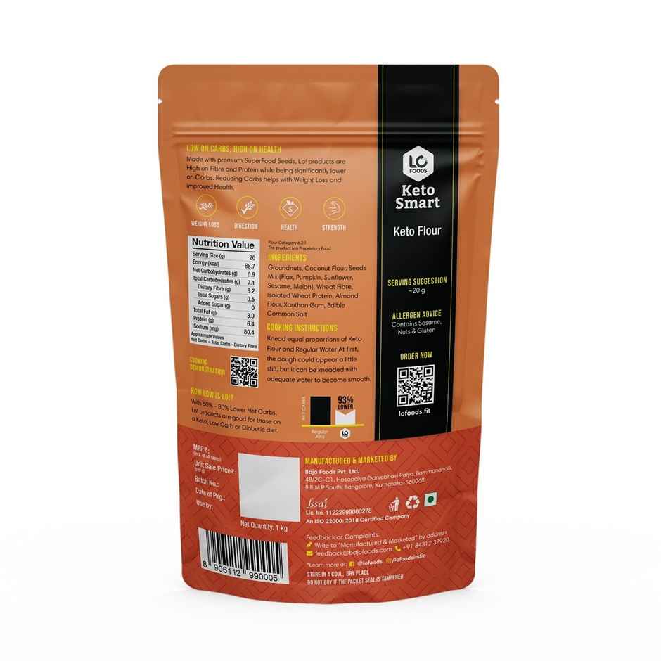 Lo Foods Keto Flour 1G Net Carb Keto Friendly Select Multigrain Atta with Almond Flour