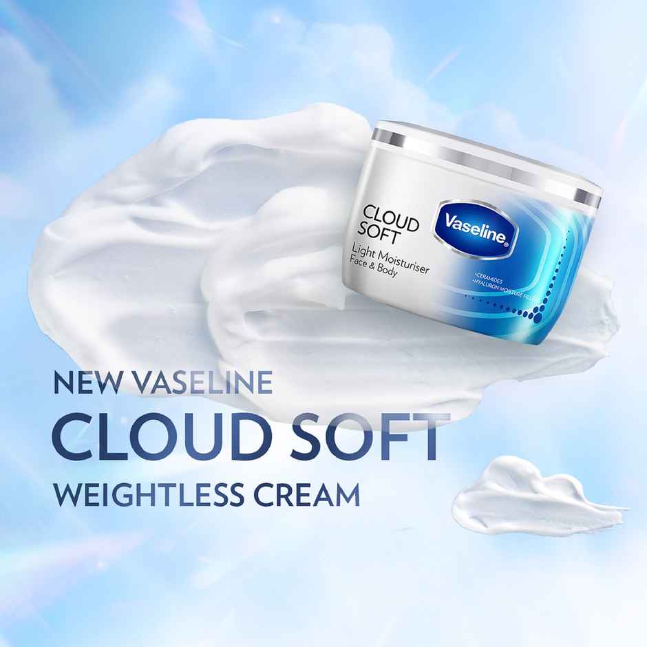 Vaseline Cloud Soft Light Moisturiser | 100 Hours Non-Sticky Hydration | Ceramides & Hyaluron