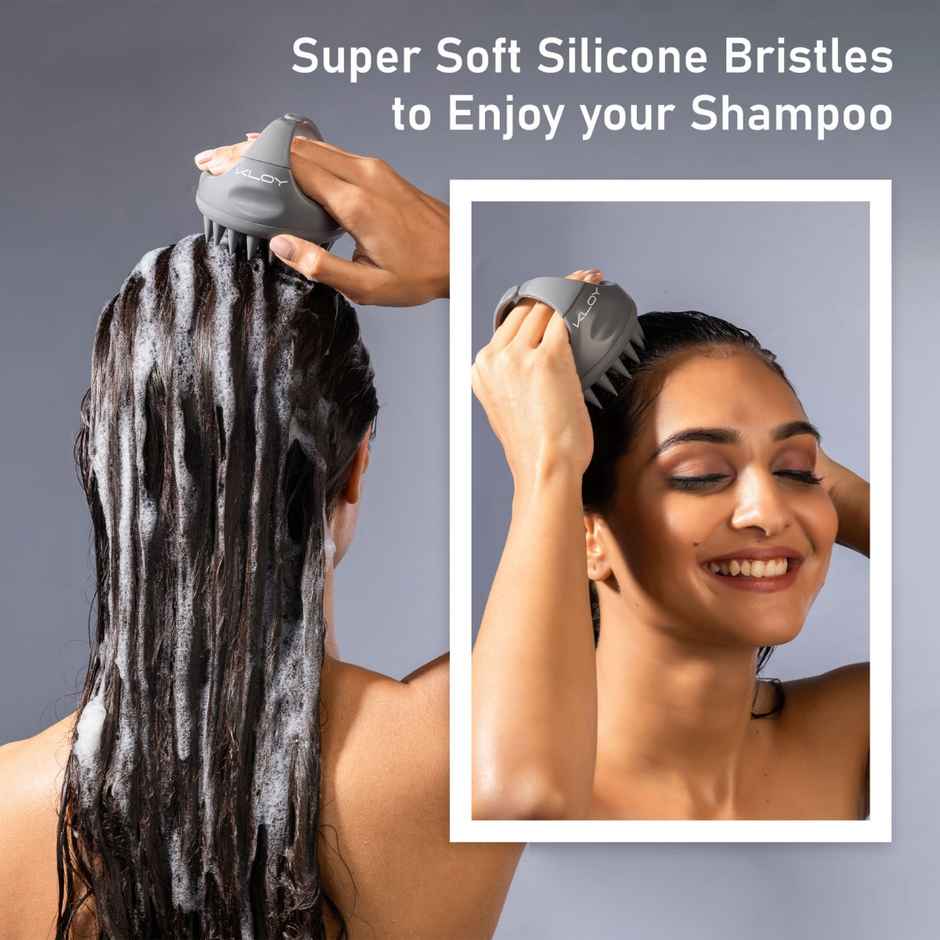 Hair Scalp Massager Shampoo Brush with Soft Silicone Bristles Manual Hair Massager for Blood Circulation Grey