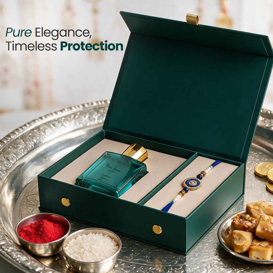 Vokka Raksha Bandhan Gift Set | Thai Aqua Perfume & Premium Rakhi for Brother