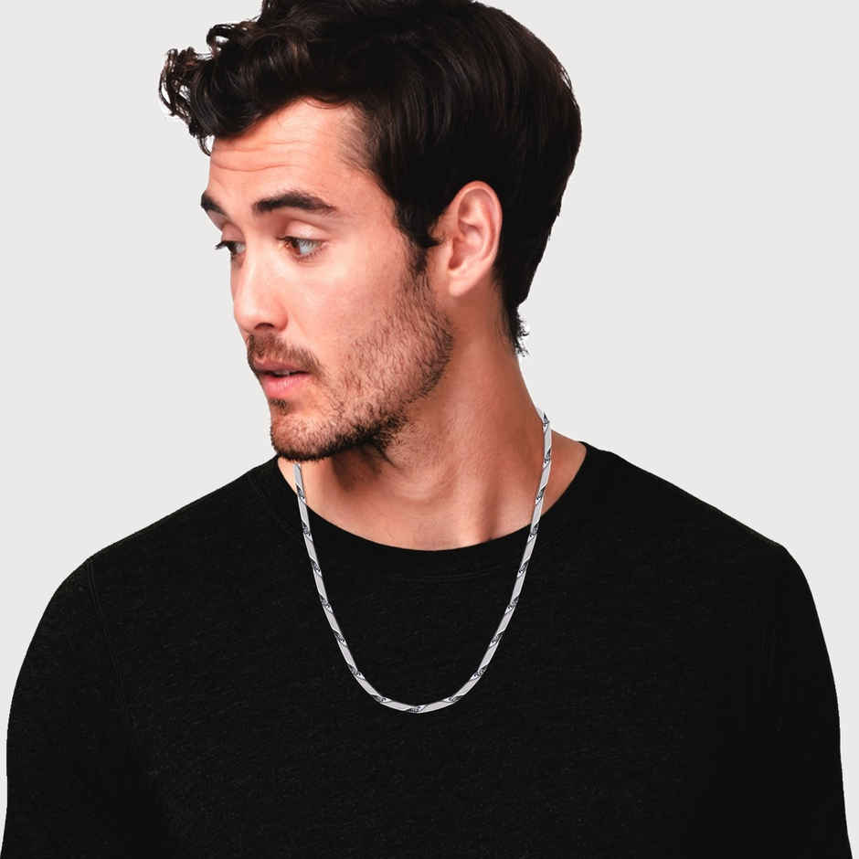 Fashion Frill Men's Rice Chain Silver 22 Inches