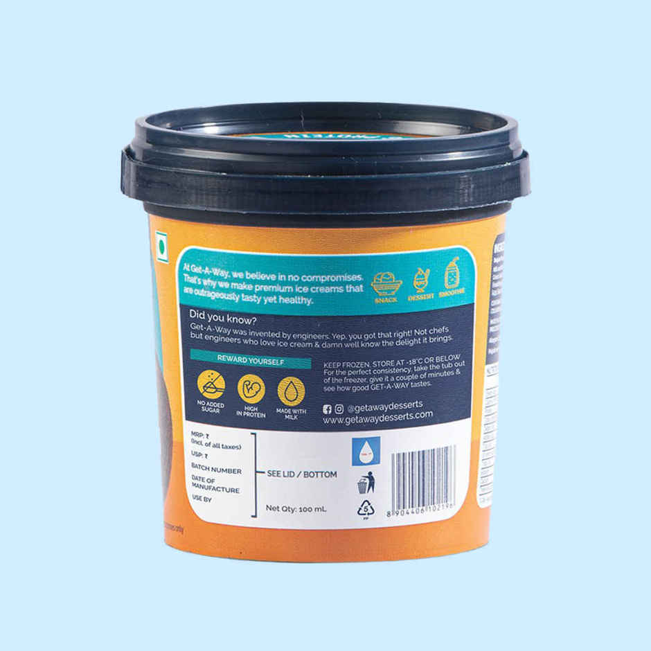 Get-A-Way Belgian Chocolate High Protein Ice Cream Cup | Zero Added Sugar