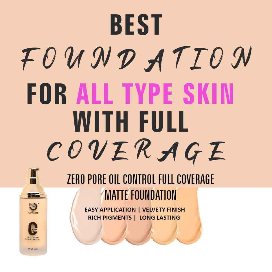 Mattlook Zero Pore Oil Control Full Coverage Makeup Face Foundation LongLasting | MatteFinish | Fair1