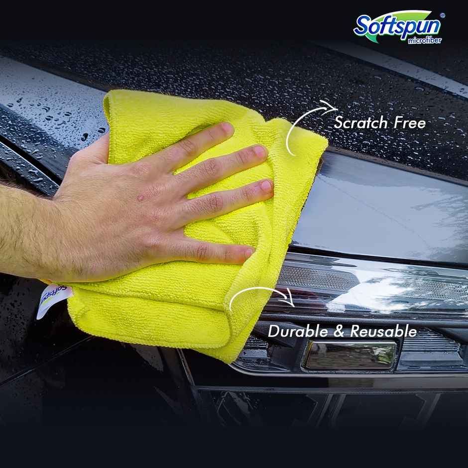 Softspun Microfiber Cleaning Cloths (280 GSM, 40x40cm, 4pc, Multicolor/Assorted)