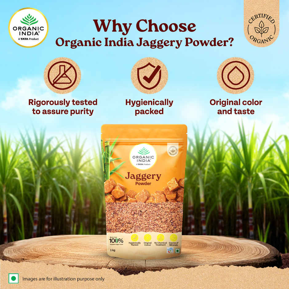A TATA Product - Organic India Jaggery Powder - Pure & Natural, A Healthy Sugar Substitute
