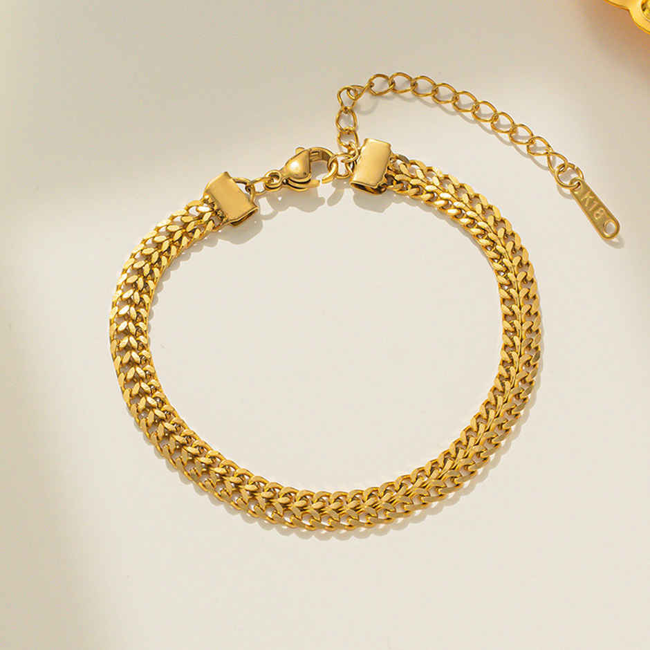 Label She Gold Plated Anti Tarnish Stainless Steel Contemporary Wraparound Bracelet | LS-BNG-16212