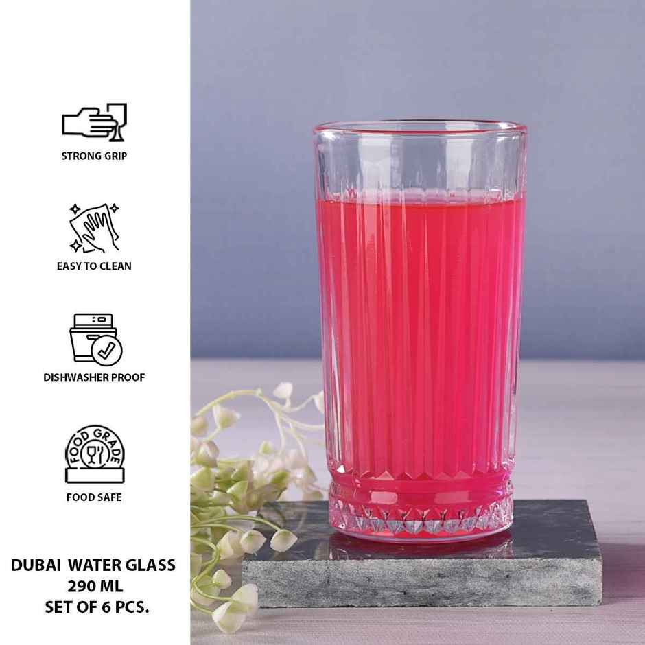 Sanjeev Kapoor Dubai Water Glass 290 ml | Set of 6 Piece