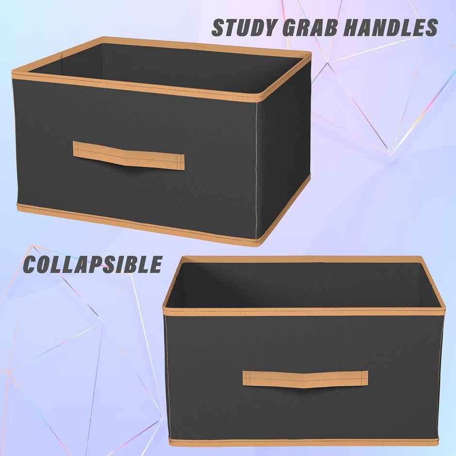 Kuber Industries Foldable Storage Boxes (Pack of 6) for Clothes | Toys | Books | Socks (Black)