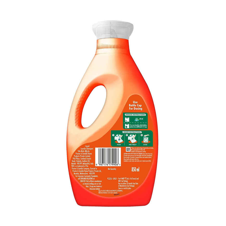 Tide Matic Front Load Detergent Liquid 850ml | Stain Removal in Washing Machine
