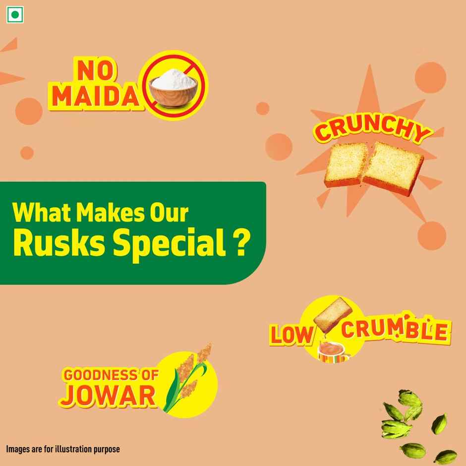 Tata Soulfull No Maida Elaichi Rusk, Whole Wheat Atta & Jowar, Crunchy Tea-Time Snack