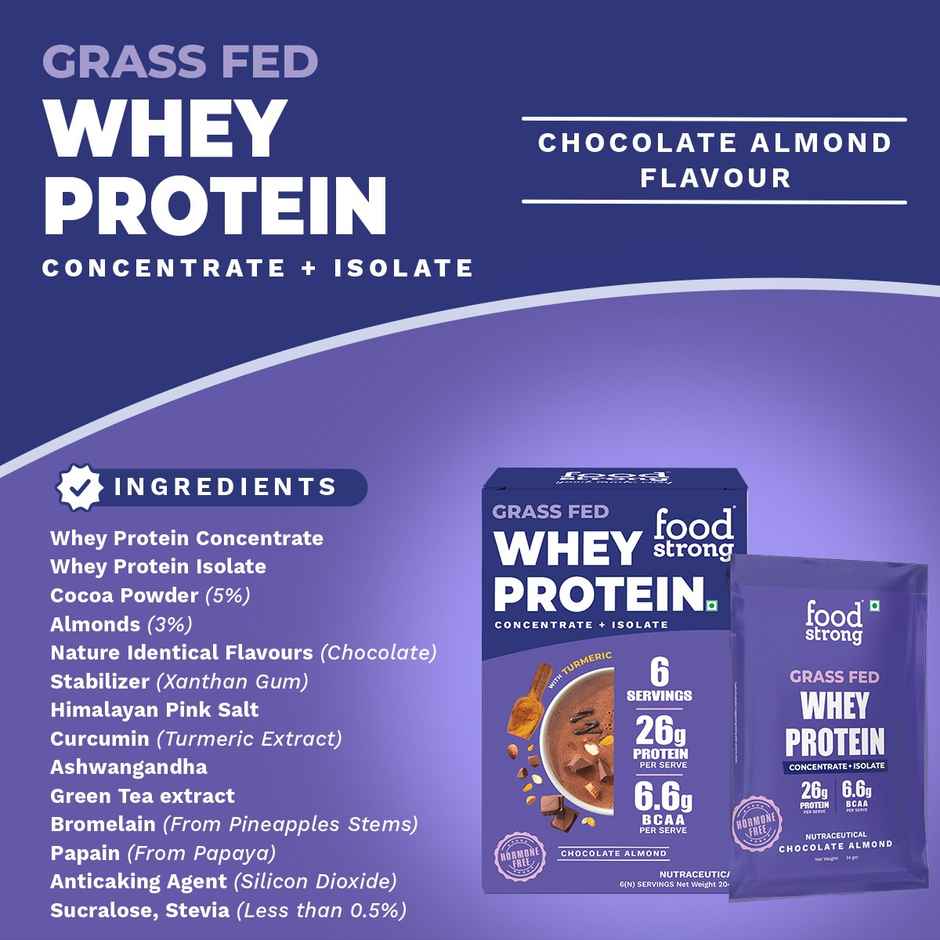 FOODstrong Whey Protein Powder | Concentrate - Isolate | Chocolate Almond | Hormone Free