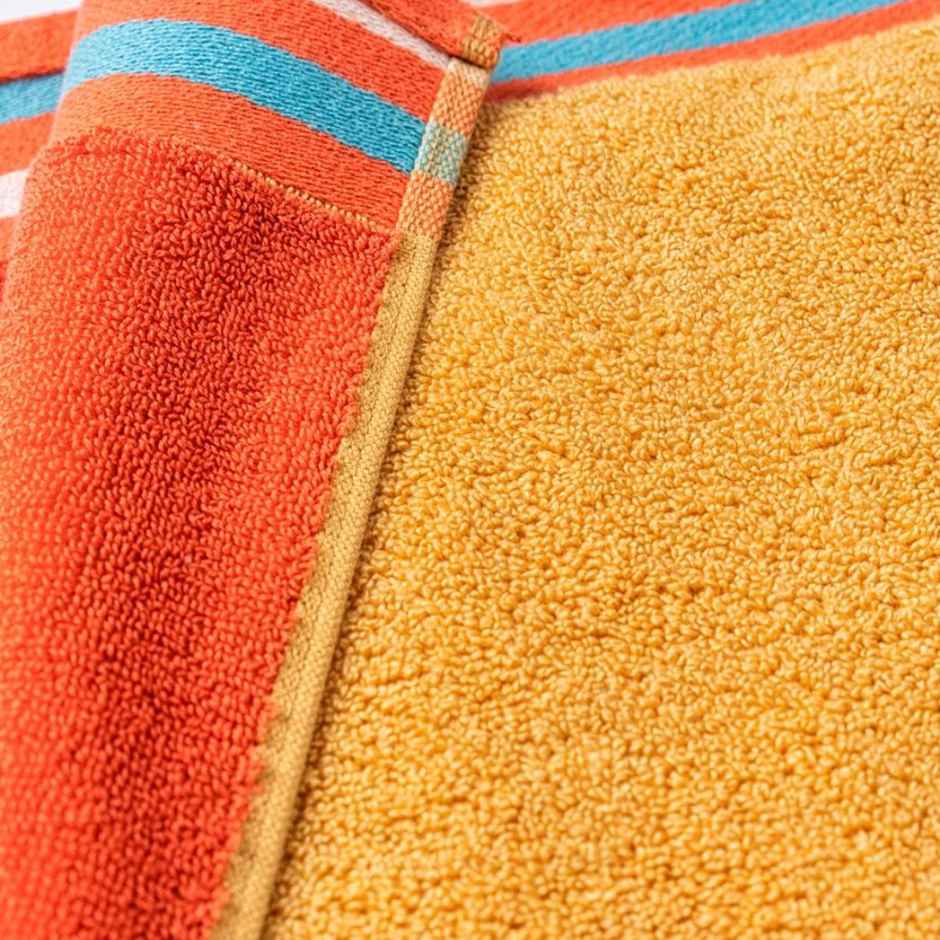 DDECOR Yarn Dyed Sporty Look 500 GSM Reversible Bath Towel | 100% Cotton - Gold