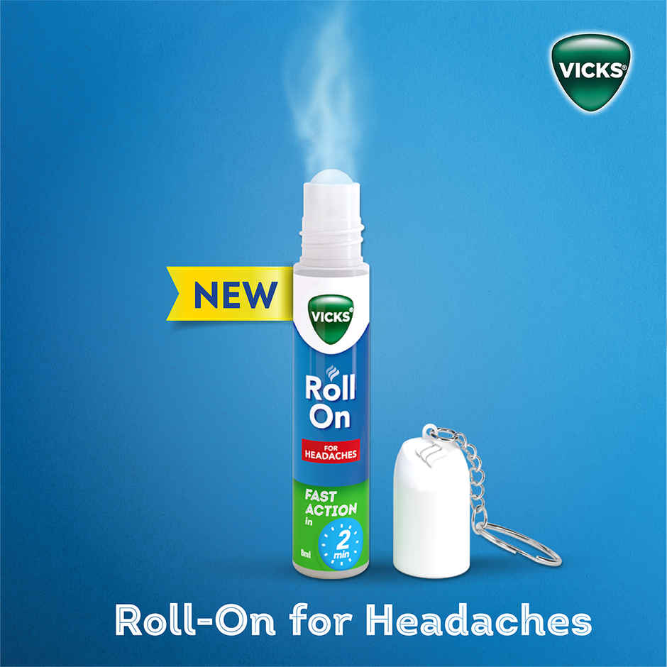 Vicks Headache Relief Roll-On with Keychain - Fast Action Combo